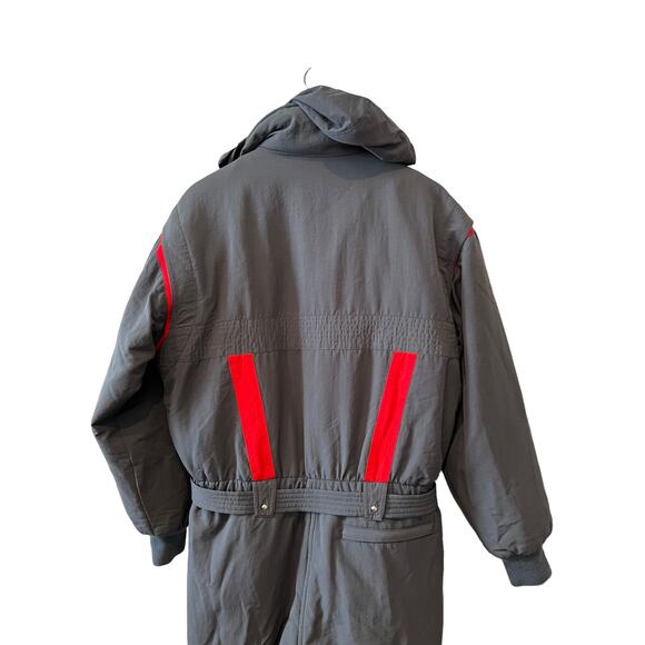 Vintage 80s Obermeyer One Piece Snow Suit Ski Suit Gray & Red L - Picture 8 of 14